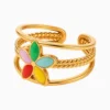 Anillo De Acero Flor Multicolor Ajustable