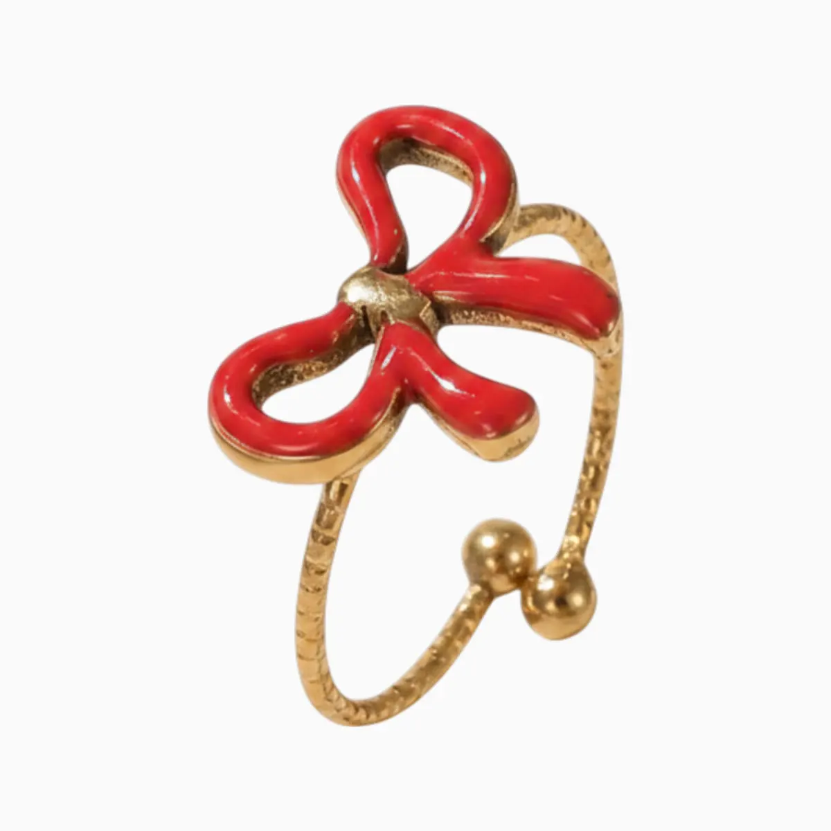 Anillo De Acero Dibujo Floral Rosa Corazón