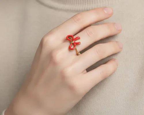 Anillo De Acero Moño Rojo Ajustable