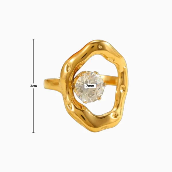 Anillo De Acero Organico Con Brillante Ajustable