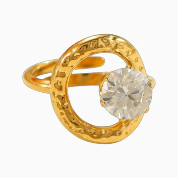 Anillo De Acero Ovalo Con Brillante Ajustable Anillo De Acero Ovalo Con Brillante Ajustable