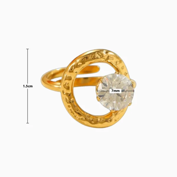 Anillo De Acero Ovalo Con Brillante Ajustable Anillo De Acero Ovalo Con Brillante Ajustable