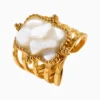 Anillo De Acero Piedra Blanca