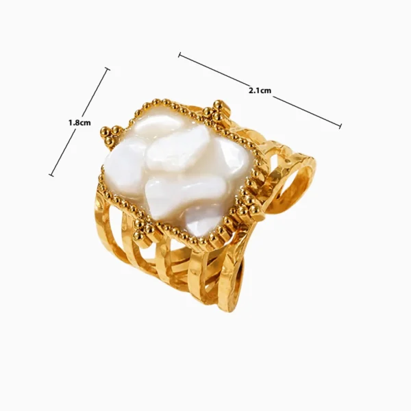 Anillo De Acero Piedra Blanca