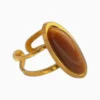 Anillo De Acero Resina Cafe Ajustable Anillo De Acero Resina Cafe Ajustable