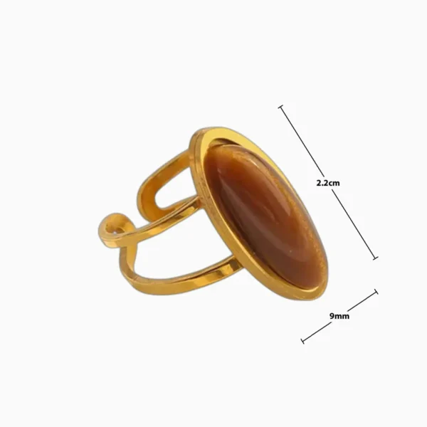 Anillo De Acero Piedra Cafe Ajustable Anillo De Acero Piedra Cafe Ajustable
