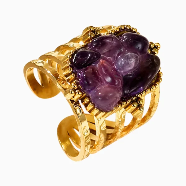 Anillo De Acero Piedra Morada