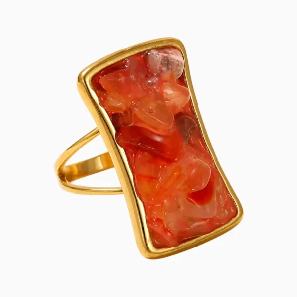 Anillo De Acero Piedra Roja Bandas
