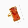 Anillo De Acero Piedra Roja 2 Bandas