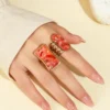 Anillo De Acero Piedra Roja 5 Bandas