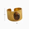 Anillo De Acero Rayado Cafe Ajustable Anillo De Acero Rayado Cafe Ajustable