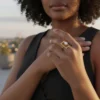 Anillo De Acero Rectángulo Con Brillante Ajustable
