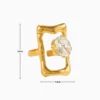 Anillo De Acero Rectángulo Con Brillante Ajustable