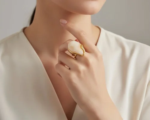 Anillo De Acero Resina Blanca Ajustable