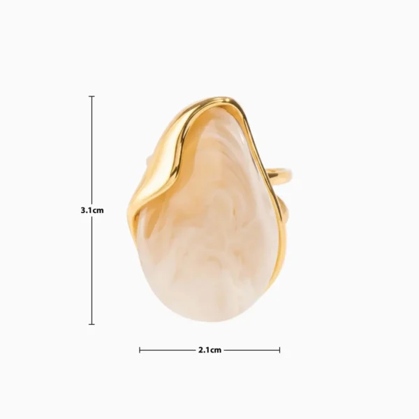 Anillo De Acero Resina Blanca Ajustable
