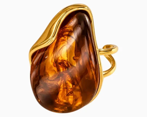 Anillo De Acero Resina Café Ajustable