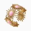 Anillo De Acero Sol Centro Rosa Ajustable