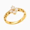 Anillo De Acero Trebol Brillante