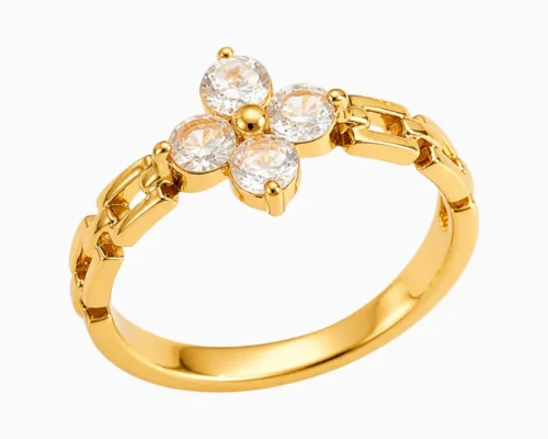 Anillo De Acero Trebol Brillante