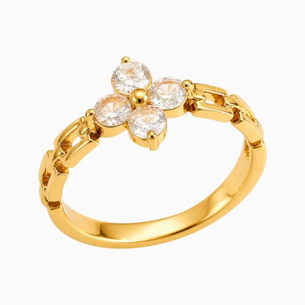 Anillo De Acero Trebol Brillante