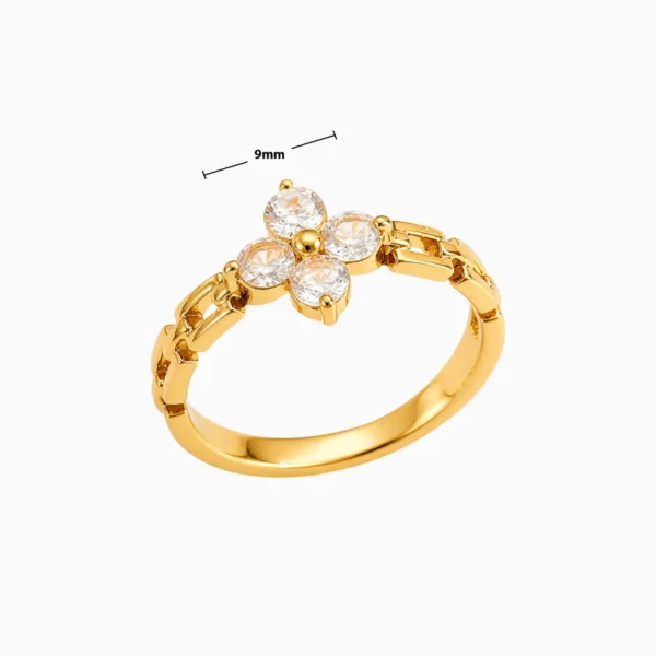 Anillo De Acero Trebol Brillante