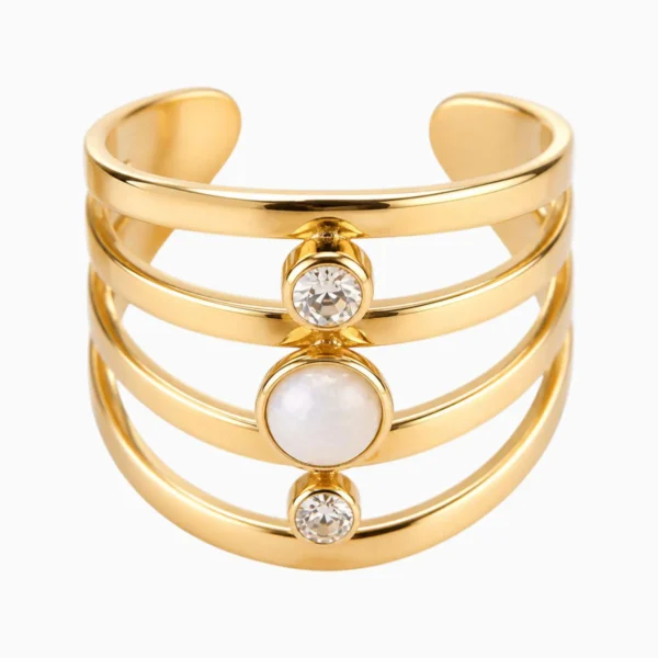 Anillo De Acero Bohemio Abierto Blanco