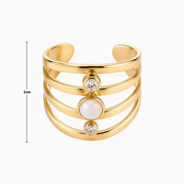 Anillo De Acero Bohemio Abierto Blanco