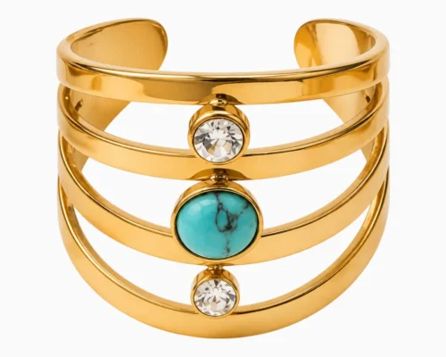 Anillo De Acero Bohemio Abierto Turquesa
