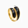 Anillo De Acero Banda Negra Ajustable