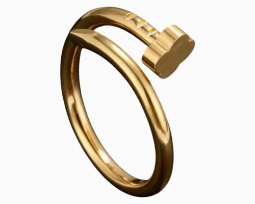 Anillo De Acero Clavo Trebol Dorado