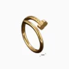 Anillo De Acero Clavo Trebol Dorado