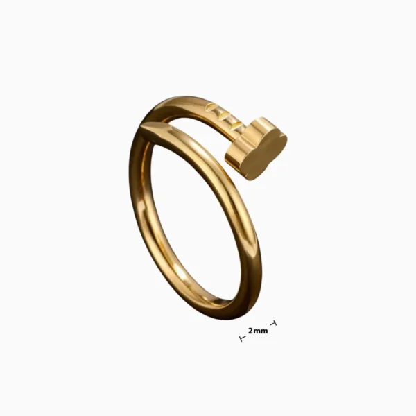 Anillo De Acero Clavo Trebol Dorado