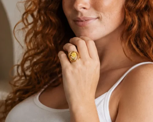Anillo De Acero Dibujo Floral Ajustable
