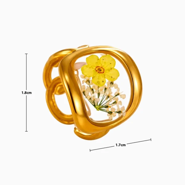 Anillo De Acero Dibujo Floral Ajustable