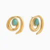 Aretes Broquel De Acero Espiral Turquesa