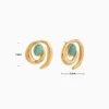 Aretes Broquel De Acero Espiral Turquesa