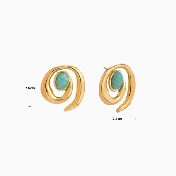 Aretes Broquel De Acero Espiral Turquesa