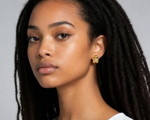 Aretes Broquel De Acero Oso Dorado