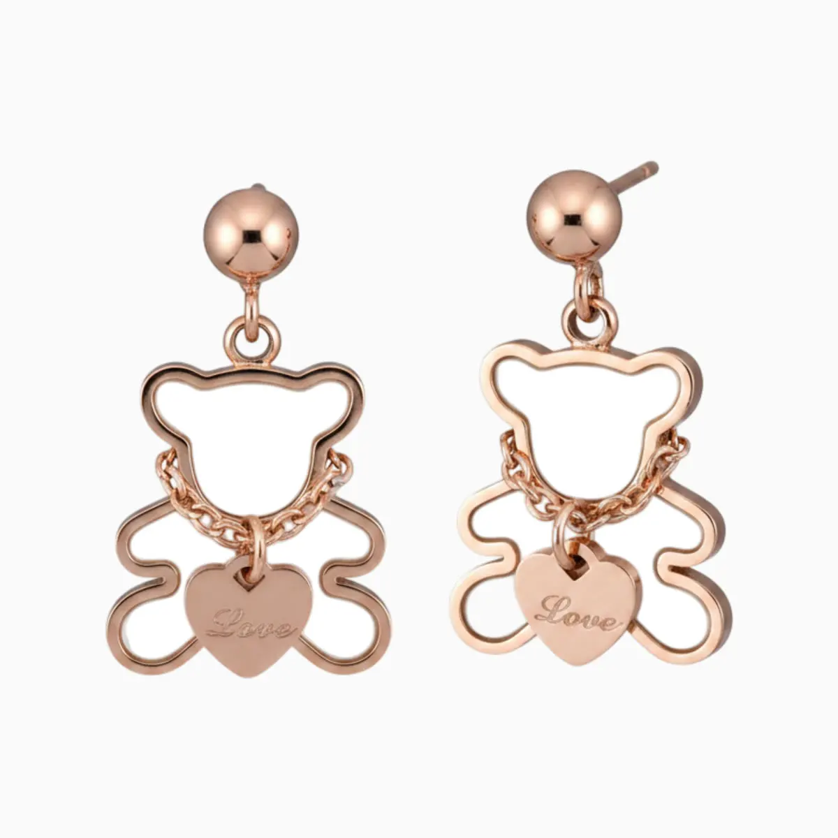 Anillo De Acero Dibujo Floral Rosa Corazón