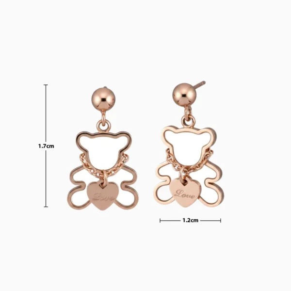 Aretes Broquel De Acero Rosa Oso Blanco