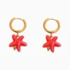 Aretes Huggies De Acero Estrella De Mar Roja