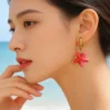 Aretes Huggies De Acero Estrella De Mar Roja