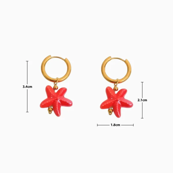 Aretes Huggies De Acero Estrella De Mar Roja