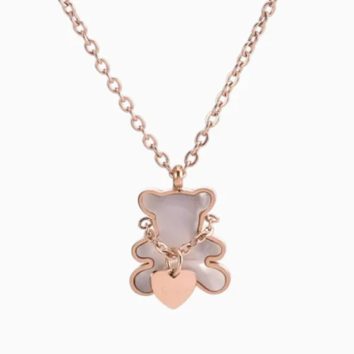 Collar De Acero Corazón Oso