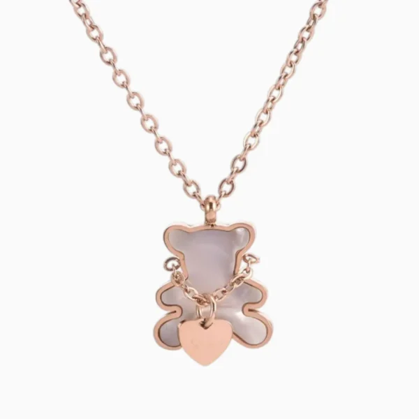 Collar De Acero Corazón Oso