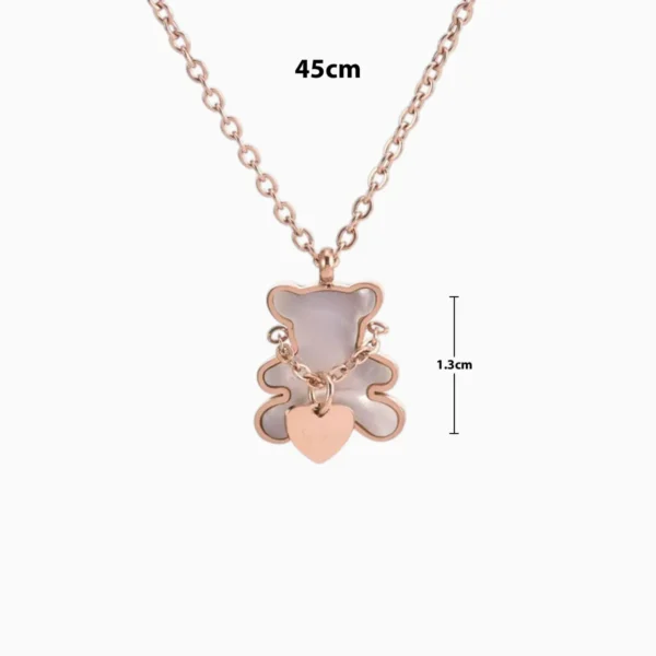 Collar De Acero Rosa Dije Oso Blanco Collar De Acero Rosa Dije Oso Blanco