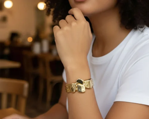 Pulsera De Acero Diseño Dorado