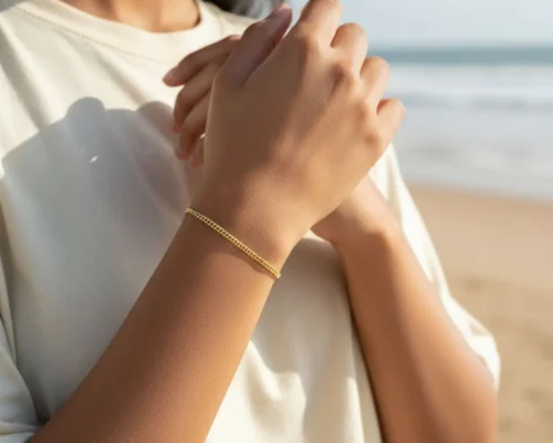Pulsera De Oro Basica Cubana 3mm