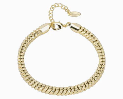 Pulsera De Oro Cola De Raton Ancha