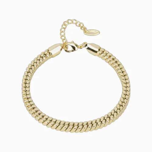 Pulsera De Oro Cola De Raton Ancha
